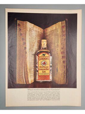 Vintage Gordons Gin Distilled London Dry Print Ad 10.5x13 Inch Retro Bar Decor D